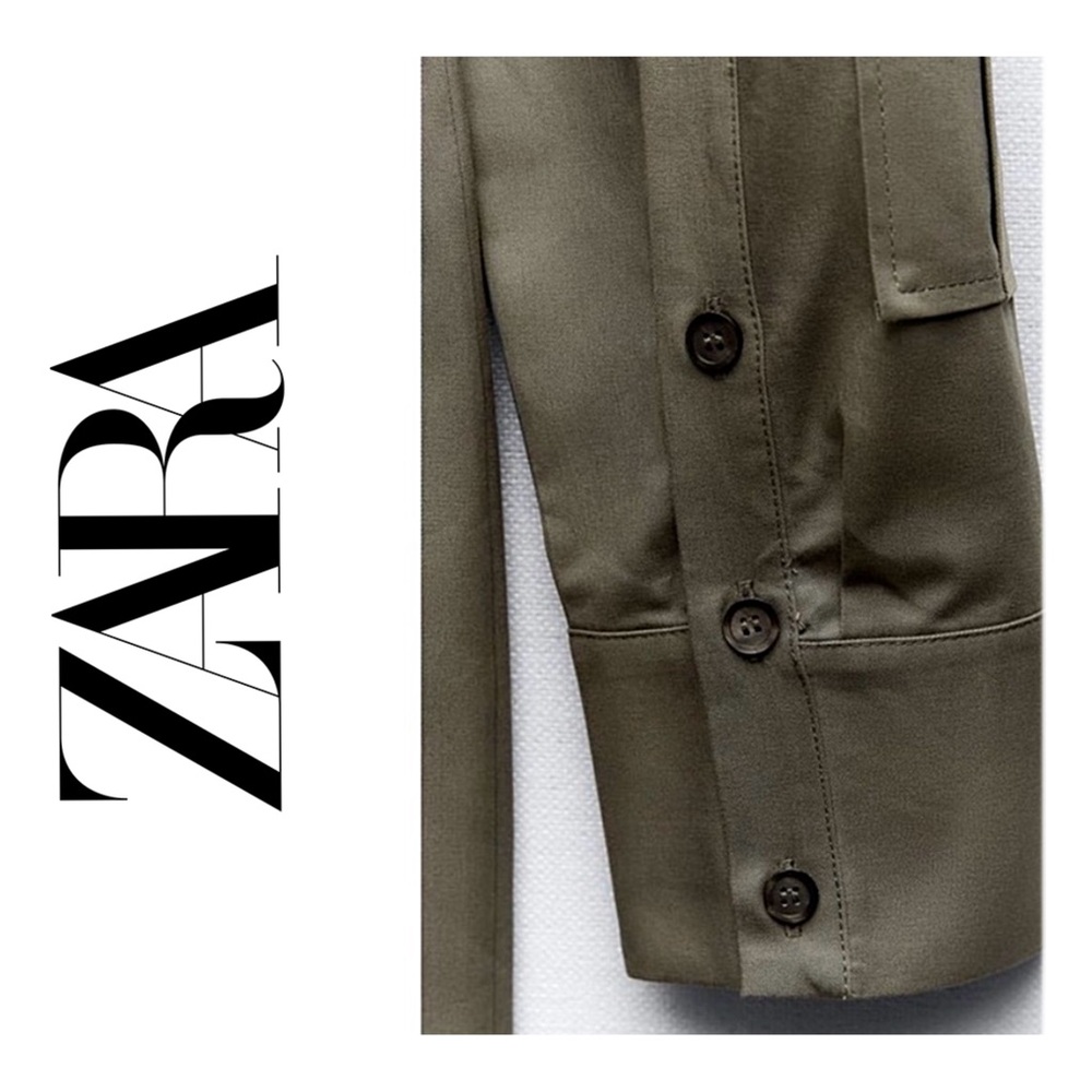 NWT ZARA Gabardine Shirt Dress - Picture 5 of 16